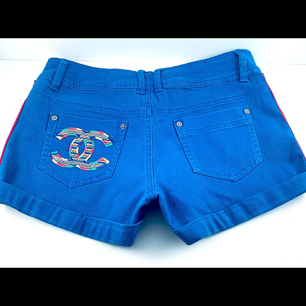 Funked Up Bright Blue with Rainbow Trim Shorts.
